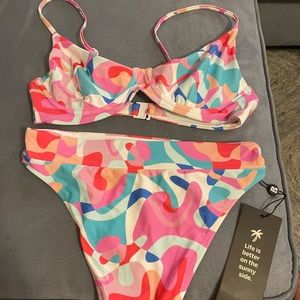 Blackbough swimsuit “drippy” pattern - high-waisted bottoms and underwire top